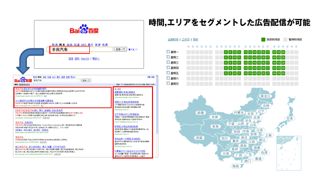 百度リスティング広告は配信時間帯、地域の指定ができます